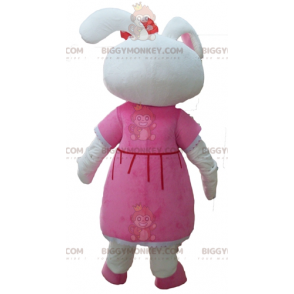 BIGGYMONKEY™ Mascot Costume of Cute White Rabbit Dressed in