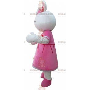 Traje de mascote BIGGYMONKEY™ de lindo coelho branco vestido