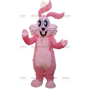 Costume de mascotte BIGGYMONKEY™ de lapin rose géant jovial et