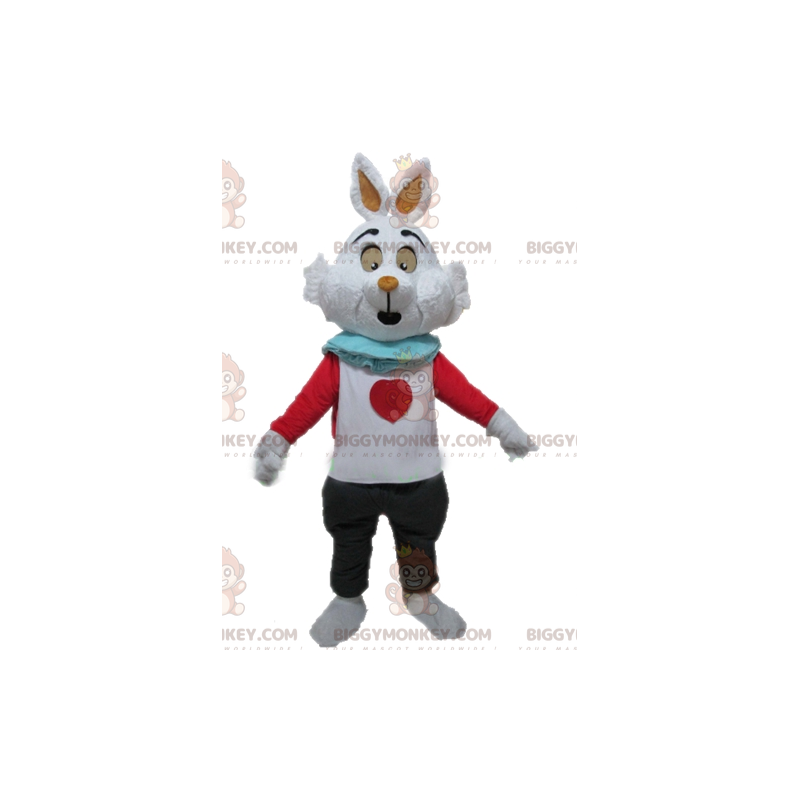 Costume de mascotte BIGGYMONKEY™ de lapin blanc d'Alice au pays