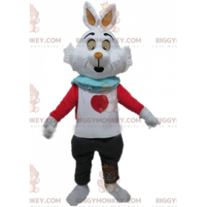 Costume de mascotte BIGGYMONKEY™ de lapin blanc d'Alice au pays