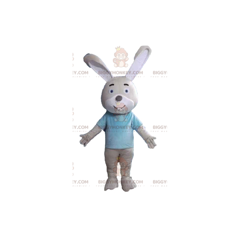 Costume de mascotte BIGGYMONKEY™ de lapin beige et blanc avec