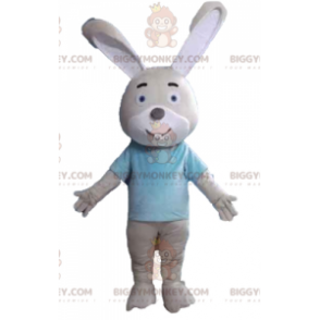 Costume de mascotte BIGGYMONKEY™ de lapin beige et blanc avec