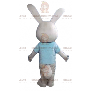 Costume de mascotte BIGGYMONKEY™ de lapin beige et blanc avec