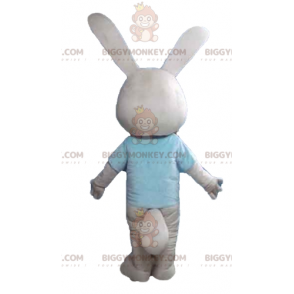 Kostým maskota BIGGYMONKEY™ béžový a bílý králík s modrým