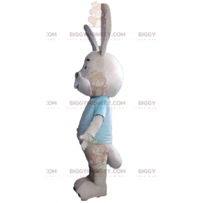 Costume de mascotte BIGGYMONKEY™ de lapin beige et blanc avec