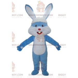 BIGGYMONKEY™ Maskottchenkostüm Blau-weißer Riesenkaninchen mit