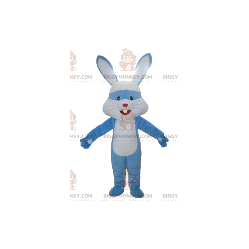 BIGGYMONKEY™ maskottiasu Sinivalkoinen jättiläinen kani isoilla