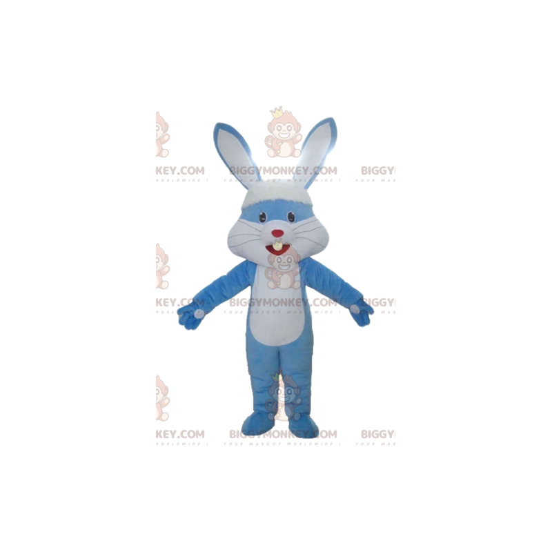 Costume de mascotte BIGGYMONKEY™ de lapin géant bleu et blanc