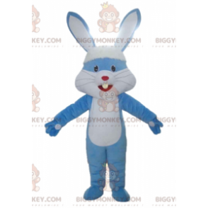 BIGGYMONKEY™ Maskottchenkostüm Blau-weißer Riesenkaninchen mit