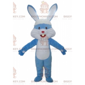 Fantasia de mascote BIGGYMONKEY™ Coelho gigante azul e branco