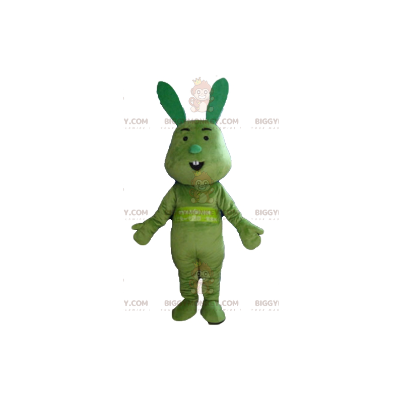 Costume de mascotte BIGGYMONKEY™ de lapin tout vert drôle et