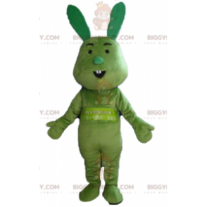 Costume de mascotte BIGGYMONKEY™ de lapin tout vert drôle et