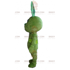 Divertido y extravagante disfraz de mascota de conejo verde
