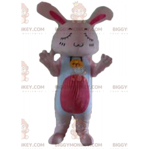 Costume de mascotte BIGGYMONKEY™ de lapin rose et blanc géant