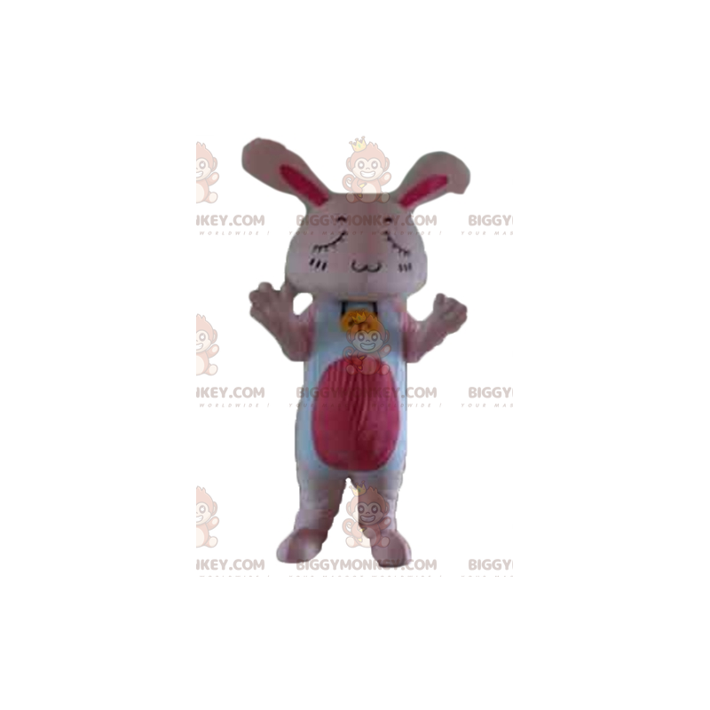 Costume de mascotte BIGGYMONKEY™ de lapin rose et blanc géant