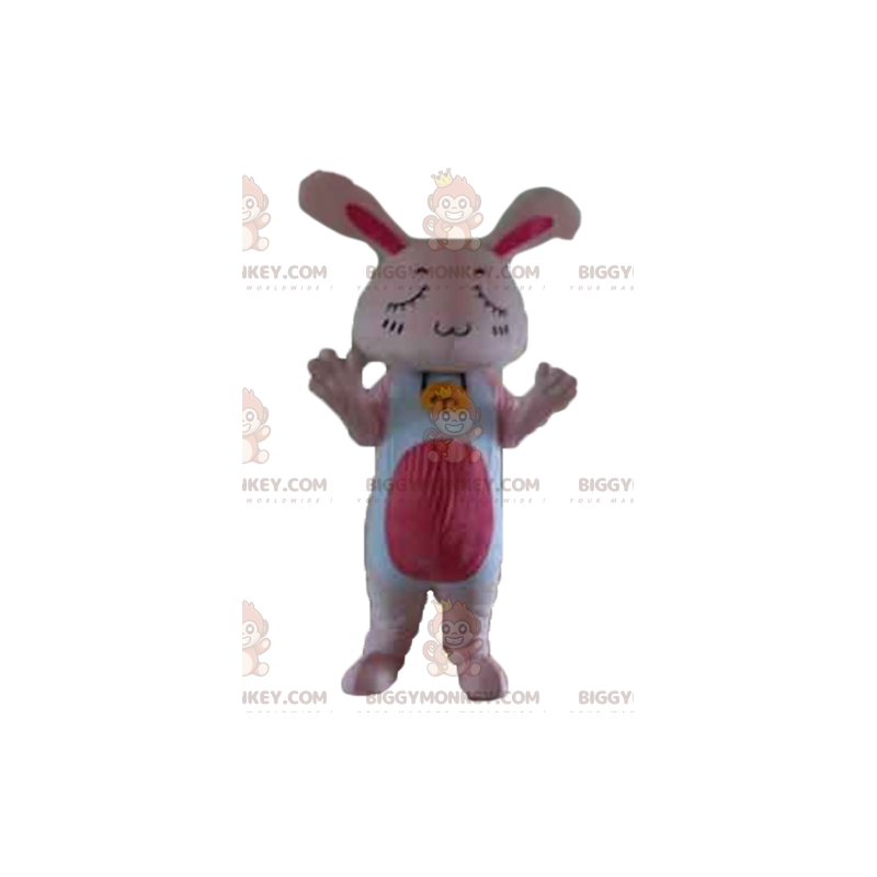 Disfraz de mascota BIGGYMONKEY™ Conejo gigante rosa y blanco