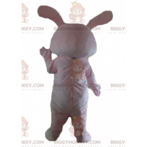 Disfraz de mascota BIGGYMONKEY™ Conejo gigante rosa y blanco