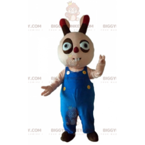 Roztomilý kostým kulatého baculatého béžového a hnědého králíka