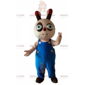 Traje de mascote redondo bonito de coelho bege e marrom