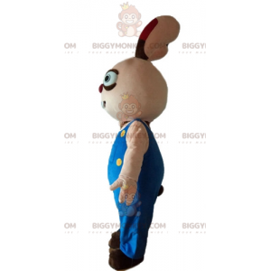 Traje de mascote redondo bonito de coelho bege e marrom