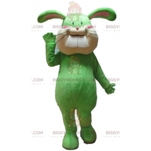 Costume de mascotte BIGGYMONKEY™ de lapin vert et beige tout