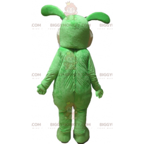 Traje de mascote de coelho verde e bronzeado macio e fofo