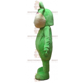 Disfraz de mascota de conejo verde y tostado suave y lindo