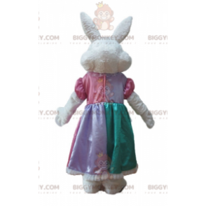 White and Pink Rabbit BIGGYMONKEY™ Mascot Costume with Princess