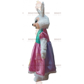 Costume de mascotte BIGGYMONKEY™ de lapin blanc et rose avec