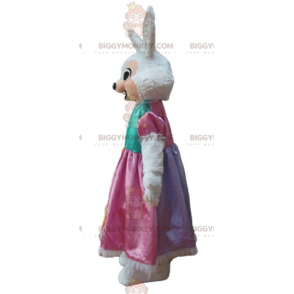 White and Pink Rabbit BIGGYMONKEY™ Mascot Costume with Princess