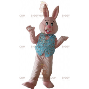 Costume de mascotte BIGGYMONKEY™ de lapin rose avec une chemise