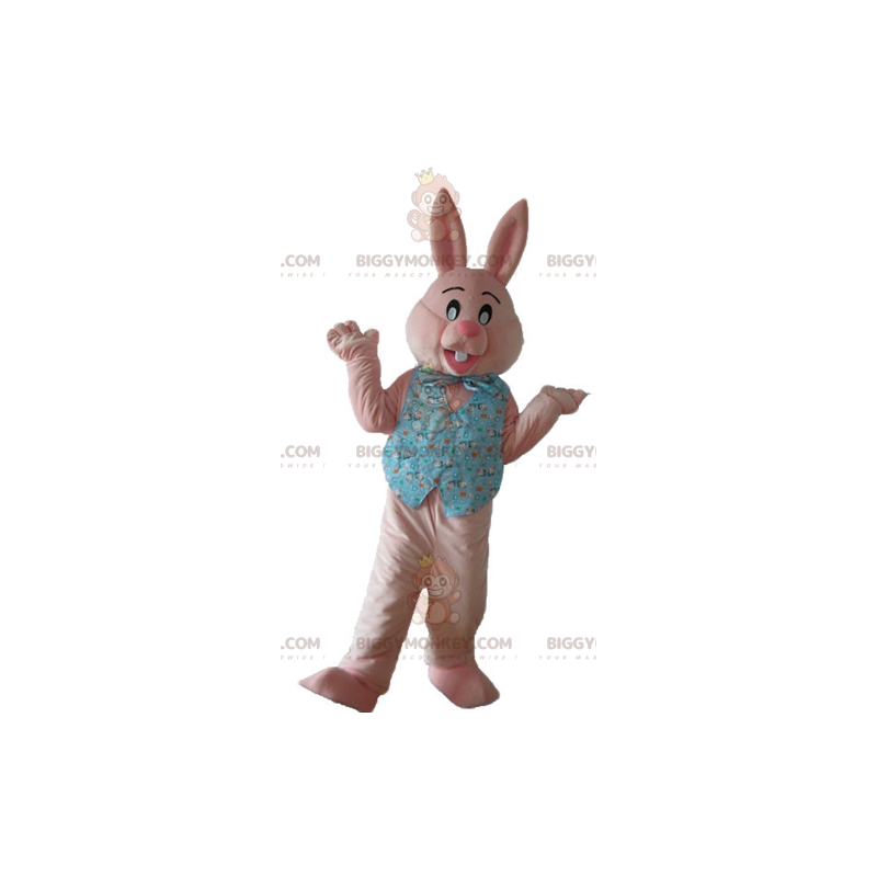 Costume de mascotte BIGGYMONKEY™ de lapin rose avec une chemise