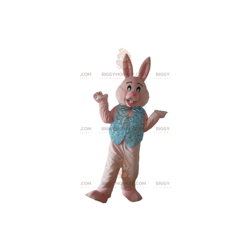 Roze konijn BIGGYMONKEY™ mascottekostuum met overhemd en