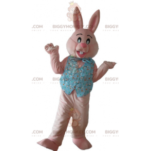 Pink Bunny BIGGYMONKEY™ Mascot Costume with Shirt and Bow Tie –