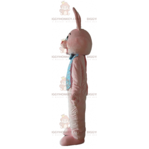 Rosa kanin BIGGYMONKEY™ maskotdräkt med skjorta och fluga -