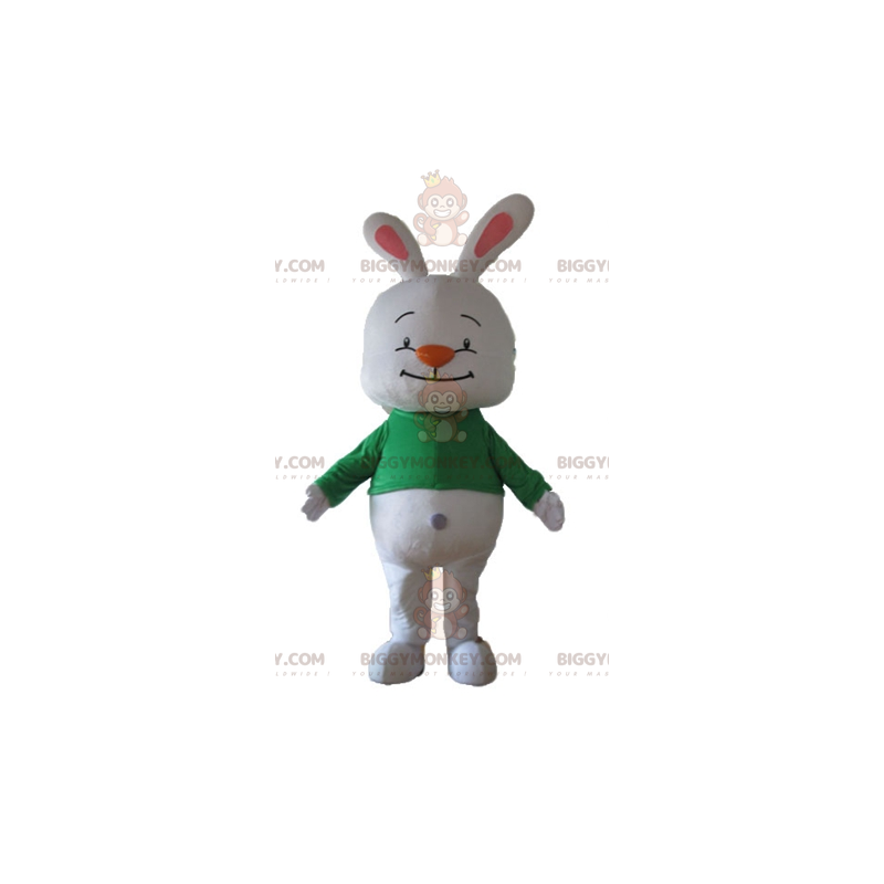 Costume de mascotte BIGGYMONKEY™ de gros lapin blanc avec un