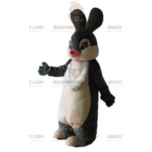 Traje de mascote macio e elegante de coelho preto e branco