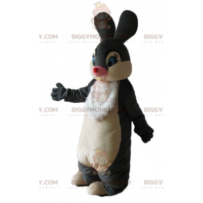 Costume mascotte BIGGYMONKEY™ coniglio bianco e nero morbido ed