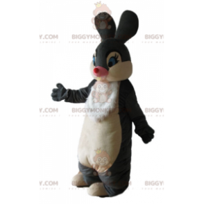 Traje de mascote macio e elegante de coelho preto e branco