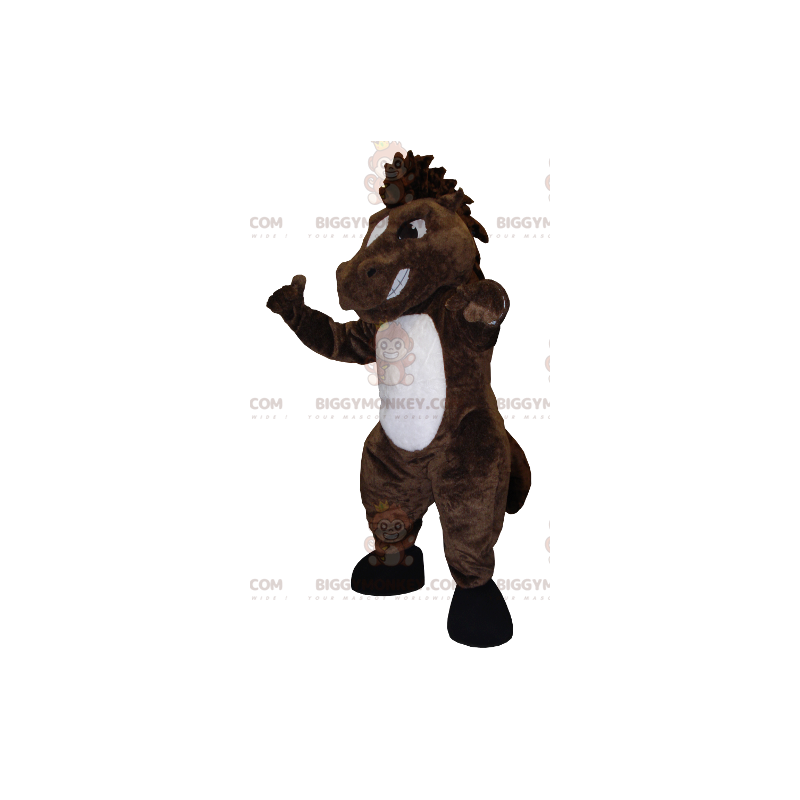 BIGGYMONKEY™ Disfraz de mascota de caballo marrón y blanco de