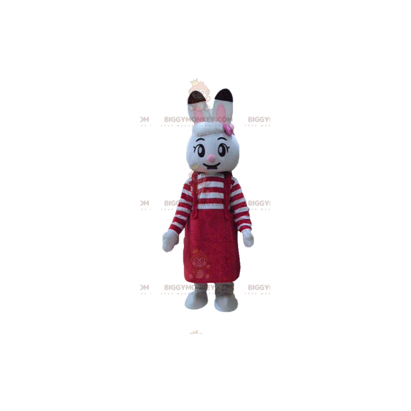 Costume de mascotte BIGGYMONKEY™ de lapin blanche avec une robe