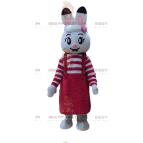 Costume de mascotte BIGGYMONKEY™ de lapin blanche avec une robe