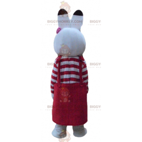 Costume de mascotte BIGGYMONKEY™ de lapin blanche avec une robe