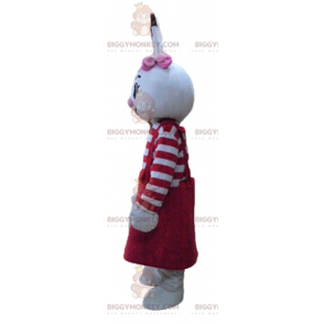 Disfraz de mascota BIGGYMONKEY™ Conejo blanco con vestido rojo