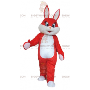 Costume da mascotte BIGGYMONKEY™ coniglio rosso e bianco molto