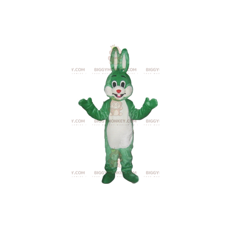 Costume de mascotte BIGGYMONKEY™ de lapin vert et blanc