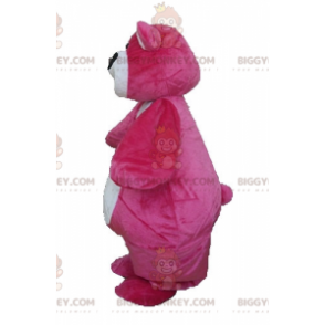 BIGGYMONKEY™ Traje de mascote de urso rosa e branco grande e