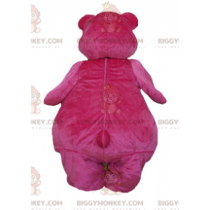 BIGGYMONKEY™ Traje de mascote de urso rosa e branco grande e