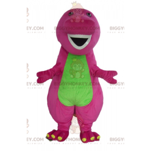 Disfraz de mascota BIGGYMONKEY™ de dinosaurio rosa y verde